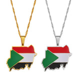 Anniyo Republic of the Sudan Map Flag Pendant Necklaces Silver Color/Gold Color Jewelry Ethnic  #209021
