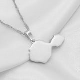 Anniyo Tahiti Map Pendant Necklaces for Women Girls Gold Color/Silver Color French Polynesia Jewelry #166421