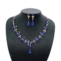 KMVEXO Crystal Bridal Wedding Jewelry Sets Women Gold Color Rhinestone Necklace Long Earrings Set Dress Accessories Bridesmaid