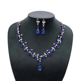 KMVEXO Crystal Bridal Wedding Jewelry Sets Women Gold Color Rhinestone Necklace Long Earrings Set Dress Accessories Bridesmaid