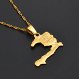 Anniyo Haiti Map Necklace Pendants for Women Girls,Gold Color Ayiti Jewelry Map of Haiti #003910