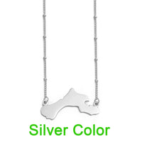 Anniyo Bonaire Map Pendant Bead Necklaces Antilles Women Girls Gold Color/Silver Color Stainless Steel Antilles Jewelry #151921