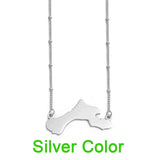 Anniyo Bonaire Map Pendant Bead Necklaces Antilles Women Girls Gold Color/Silver Color Stainless Steel Antilles Jewelry #151921