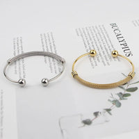 Simple Stainless Steel Twisted Wire Mesh Opening Steel Ball Ladies Bracelet Birthday Anniversary Gift Wholesale