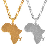 Anniyo Hip-hop Style Africa Map Pendant Necklaces Gold Silver Color Jewelry For Women Men African Maps Jewellery  #043821