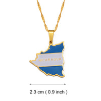 Anniyoc Nicaragua Map Flag Pendant Necklaces for Women Gold Color Charm Nicaraguans Maps Jewelry Patriotic s #176521