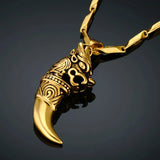 Dropshipping Stainless Steel Dragon Head Pendant Necklace Wolf Tooth Amulets And Talismans Cool Necklace For Women And Men