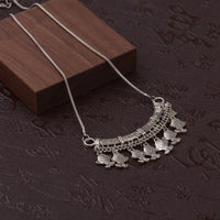 Bohemia Vintage Ethnic Leaf Red Stone Tassel Necklace For Women Gypsy Sliver Color Long Chain Necklace For Girls Tibetan Jewelry