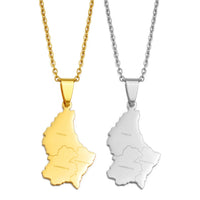Anniyo Luxembourg Map City Name Pendant Necklaces Letzebuerg of Maps Jewelry  #270221