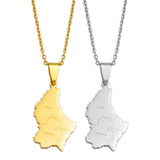 Anniyo Luxembourg Map City Name Pendant Necklaces Letzebuerg of Maps Jewelry  #270221