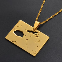 Anniyo Fiji Map Pendant Necklace Gold Color Jewelry Maps of Viti  #018621