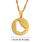 Anniyo Charm Map of Barbados Island Pendant Necklaces Round Barbados Jewelry #119721