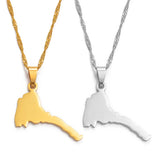 Anniyo 2.8CM Small Eritrea Map Pendant and Necklaces for Women Girl,Gold Silver Color Map of Eritrea Kids Chain Jewelry #006421B