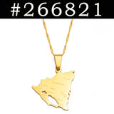 Anniyo Nicaragua Map With Cities Pendant Necklaces Silver Color/Gold-Plated Jewelry Nicaraguan Jewelry @266821