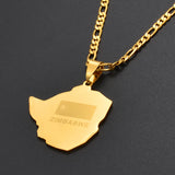 Anniyo Map of Zimbabwe Pendant Necklaces Jewellery for Women Men Gold Color Zimbabweans Maps Necklace African #043721