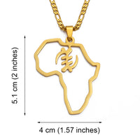 Anniyo African Map Cultural Symbol Pendant Necklaces Women Men Adinkra Gye Nyame Ethnic Jewelry Congo Ghana Nigeria @129721