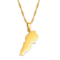 Anniyo Liban Map With Cities Pendants Necklaces Gold Color Jewelry Lebanon Map Chain Necklaces #203621