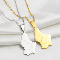 Anniyo Luxembourg Map City Name Pendant Necklaces Letzebuerg of Maps Jewelry  #270221