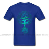 Men Tshirt Om Tree Of Life T Shirt Black T-shirt Europe Tops Tees Cotton Fabric Slim Fit Thanksgiving Day Clothes Birthday Gift