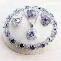 Blue Zirconia Women Jewelry Sets 925 Sterling Silver Wedding Bridal Costume Jewellery Earrings Rings Bracelets Pendant Necklace