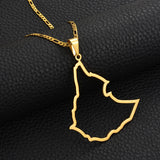 Anniyo 6.5CM Big Size Ethiopian Map Pendant Necklaces for Women Men Gold Color Jewelry @117721