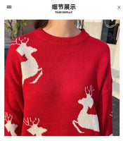 Christmas Sweater Women Autumn Winter Korean Loose Pullover Deer Sweater Men and Woman Oversized Sweaters Couples