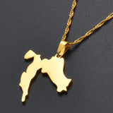 Anniyo Croatia Map Pendant Necklaces Gold Color Stainless Steel for Women Girls Maps of the Croatian Jewelry #045521