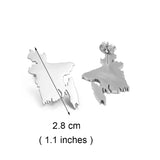 Anniyo 2.8CM Bangladesh Map Stud Earrings Gold Color/Silver Color Stainless Steel Bangladeshi Maps Bengali #232321