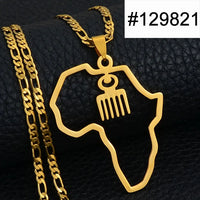 Anniyo African Map Cultural Symbol Pendant Necklaces Women Men Adinkra Gye Nyame Ethnic Jewelry Congo Ghana Nigeria @129721