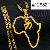 Anniyo African Map Cultural Symbol Pendant Necklaces Women Men Adinkra Gye Nyame Ethnic Jewelry Congo Ghana Nigeria @129721