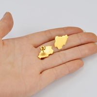 Anniyo Stud Earrings Zimbabwe Nigeria Kenya Congo Ghana Cameroon Map Jewelry for Women Girls Gold Color African Earrings #205821