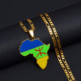 Anniyo Africa Map Berbers Pendant Necklaces African Berber Jewelry for Women Men #250021