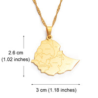 Anniyo Ethiopia Map Cities Pendant Necklaces for Women Men Gold Color Ethiopian Maps Jewelry #155821
