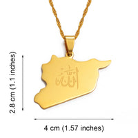 Anniyo Syria Map With Allah Pendant Necklaces for Women Girls Syrians Jewelry @020121