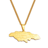 Anniyo Map of Jamaica With City Pendant Necklaces for Women Men Stainless Steel Jamaica Maps Chains Jewelry #071021P