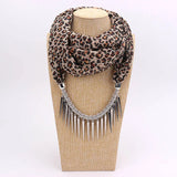 Ahmed Autumn and Winter Fashion Rhinestone Leopard Head Pendant Leopard Scarf Necklace For Women New Neckerchief Scarves Jewelry