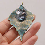 Natural Agates Stone Pendant Charms Leaf Shape Druzy Stone Pendant for Making DIY Jewerly Necklace Accessories 45x70mm