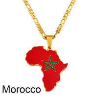 Anniyo 3.8CM Hip-hop Africa Map Pendant Necklace Jewelry Ghana Nigeria Congo Sudan Somalia Uganda Zimbabwe Zambia Liberia#207921