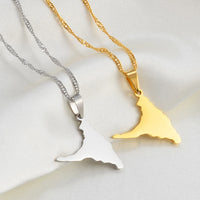 Anniyo Comoros Anjouan Island Map Pendant Necklaces Silver Color/Gold-Plated Ndzouani Jewelry #265921