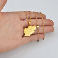 Anniyo Afghanistan Map With Allah Pendant Necklaces for Women Afghan Maps Islam Jewelry #213321