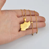 Anniyo Afghanistan Map With Allah Pendant Necklaces for Women Afghan Maps Islam Jewelry #213321