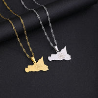 Italy Sicily  Map Flag Stainless Steel Pendant Necklace for Women Men Gold Color / Silver Color Italian Sicilia Party Jewelry