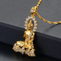 Anniyo Cambodian Style Garden Buddha Buddhism Pendant Necklaces With Cubic Zirconia Jewelry Thailand/Vietnam/Laos  @048004