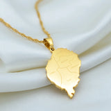 Anniyo Sao Tome Island Map Pendant Necklaces Gold Color Chains Jewelry #165321