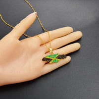 Anniyo Color Flag Nigeria Jamaica With Rhinestone Africa Maps Pendant Necklaces Ethnic Jewelry #122721