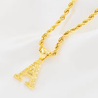Anniyo A-Z Letters Necklaces Women Men Gold Plated Initial Pendant Rope Chain English Letter Jewelry Alphabet African #058002B