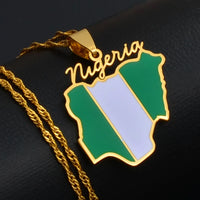 Anniyo Nigeria Map Flag Pendant Necklaces Gold Color Nigerian Maps Jewelry Patriotic  #136621