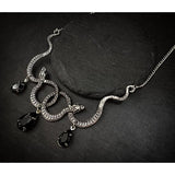 Goth Entwined Snakes Water Drop Crystal Necklace Gothic Punk Jewelry Statement Party Grunge Pendant Witcher Charm Fashion Gift