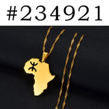 Anniyo 2.8CM Africa Map Berbers Pendant Necklaces African Berber Jewelry for Amazigh Women Men #234921
