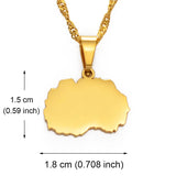 Anniyo 1.8CM Small Size North Macedonia Map Pendant Necklaces For Women Girls Silver Color/Gold Color Jewelry  #146821
